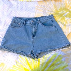 SHEIN floral denim shorts